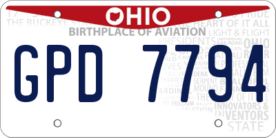 OH license plate GPD7794