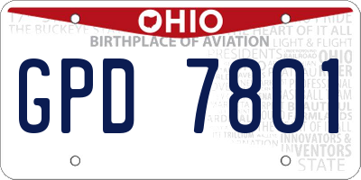 OH license plate GPD7801
