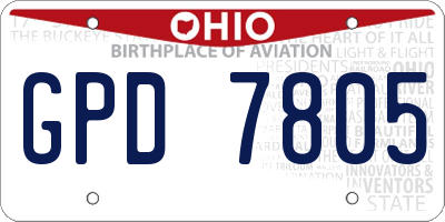 OH license plate GPD7805