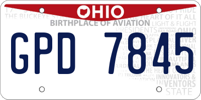 OH license plate GPD7845