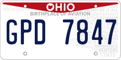 OH license plate GPD7847