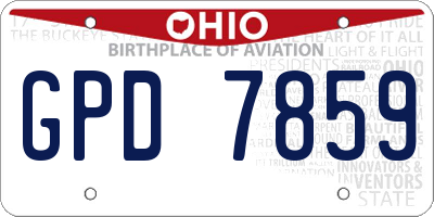 OH license plate GPD7859