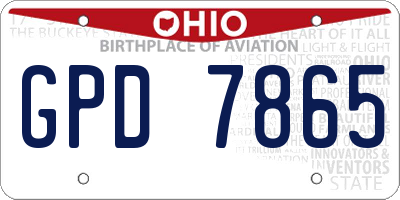 OH license plate GPD7865