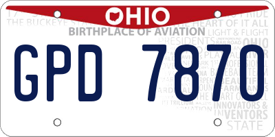 OH license plate GPD7870
