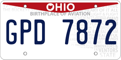 OH license plate GPD7872