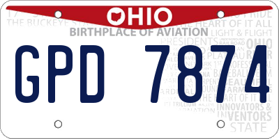 OH license plate GPD7874