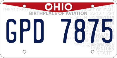 OH license plate GPD7875