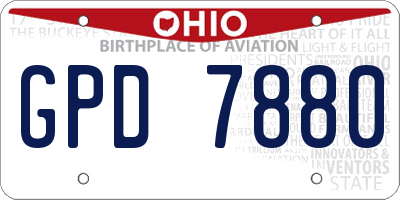 OH license plate GPD7880