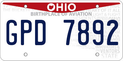 OH license plate GPD7892