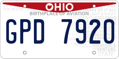 OH license plate GPD7920