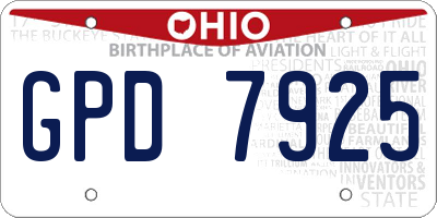 OH license plate GPD7925