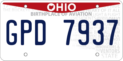 OH license plate GPD7937