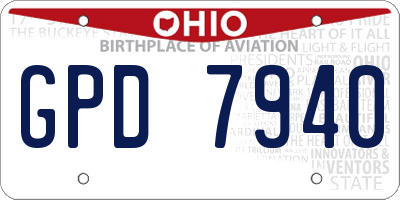 OH license plate GPD7940