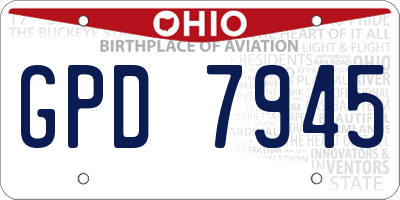 OH license plate GPD7945