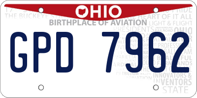 OH license plate GPD7962