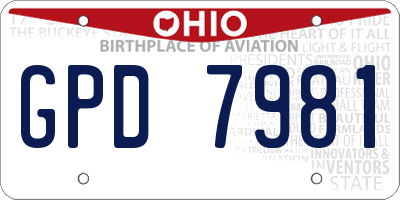 OH license plate GPD7981