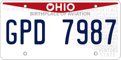 OH license plate GPD7987