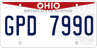 OH license plate GPD7990