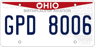 OH license plate GPD8006