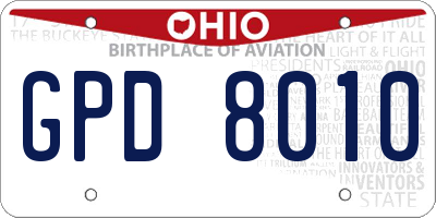 OH license plate GPD8010