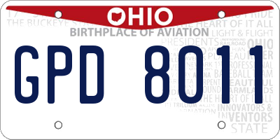 OH license plate GPD8011