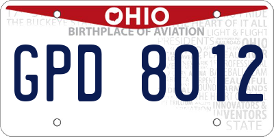OH license plate GPD8012