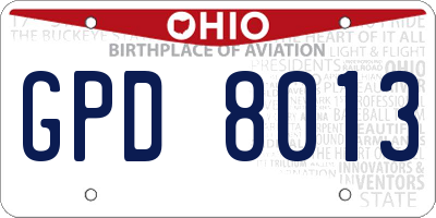 OH license plate GPD8013