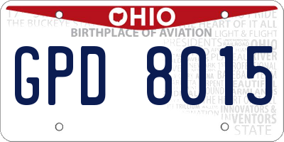 OH license plate GPD8015