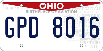 OH license plate GPD8016