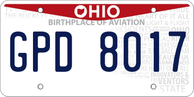OH license plate GPD8017