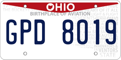 OH license plate GPD8019