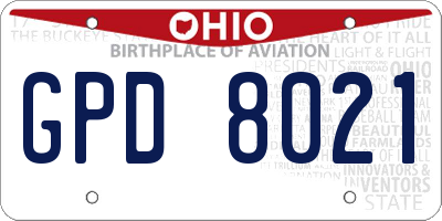OH license plate GPD8021