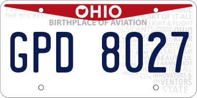 OH license plate GPD8027