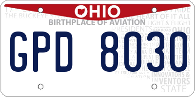 OH license plate GPD8030
