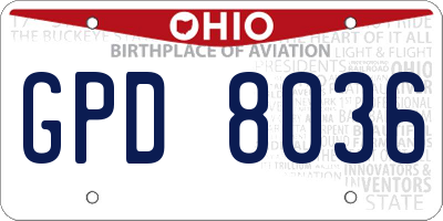 OH license plate GPD8036