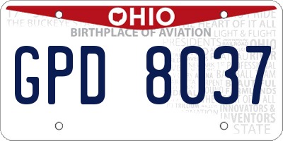 OH license plate GPD8037