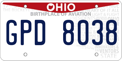OH license plate GPD8038