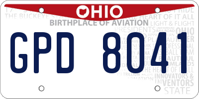 OH license plate GPD8041