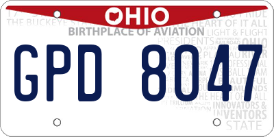 OH license plate GPD8047