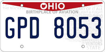 OH license plate GPD8053