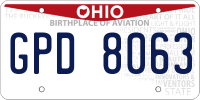 OH license plate GPD8063