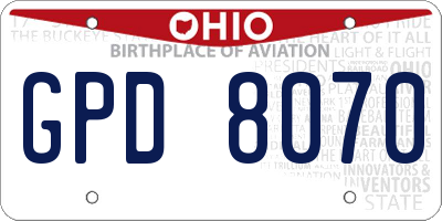 OH license plate GPD8070