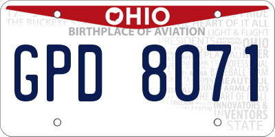 OH license plate GPD8071