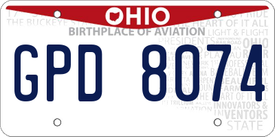 OH license plate GPD8074