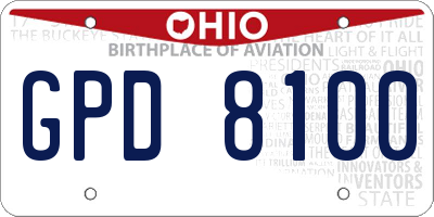 OH license plate GPD8100