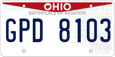 OH license plate GPD8103