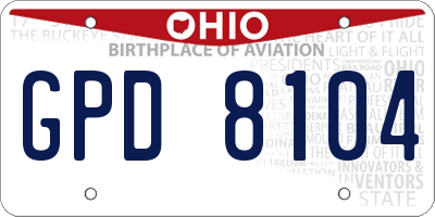 OH license plate GPD8104