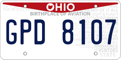 OH license plate GPD8107