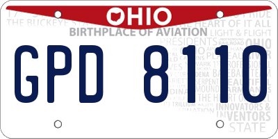 OH license plate GPD8110