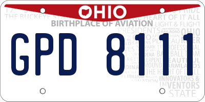 OH license plate GPD8111